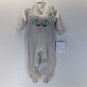 Sterling Baby NB Dinosaur Footed‎ Sleeper Hat Set Gray